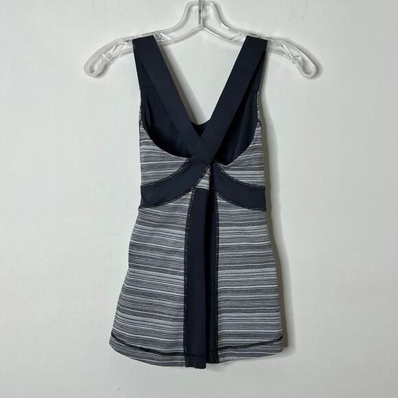 Lululemon Coal Strata Stripe Push UR Limits Tank Gray Black Womens Size 4 - Picture 5 of 7